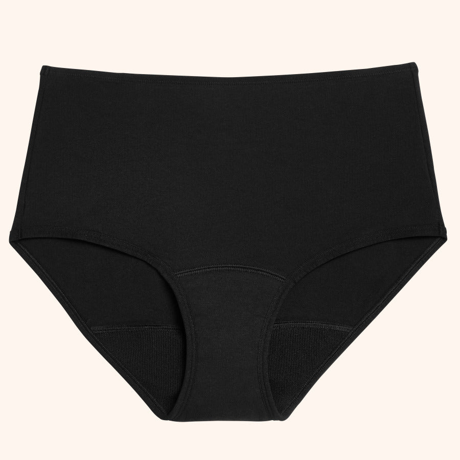 TENA 3er-Pack schützende Unterwäsche Baumwolle, hochgeschnittene schwarze Damenunterhose.
